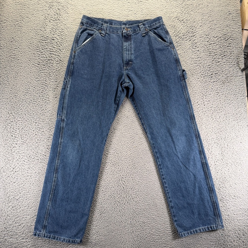 Wrangler Jeans Mens 34x32 Blue Cotton Denim Straight Carpenter Workwear Travel‎